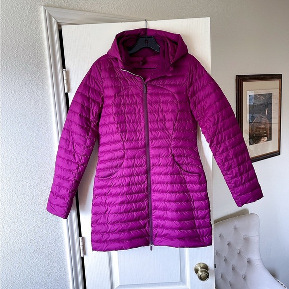 Lululemon Pack It Down Jacket Long Puffer Hooded Water-Resistant Marvel 6 EUC - Picture 2 of 9